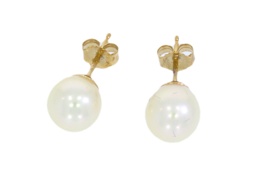 9ct Yellow Gold 6.5-7m Cultured Pearl Stud Earrings