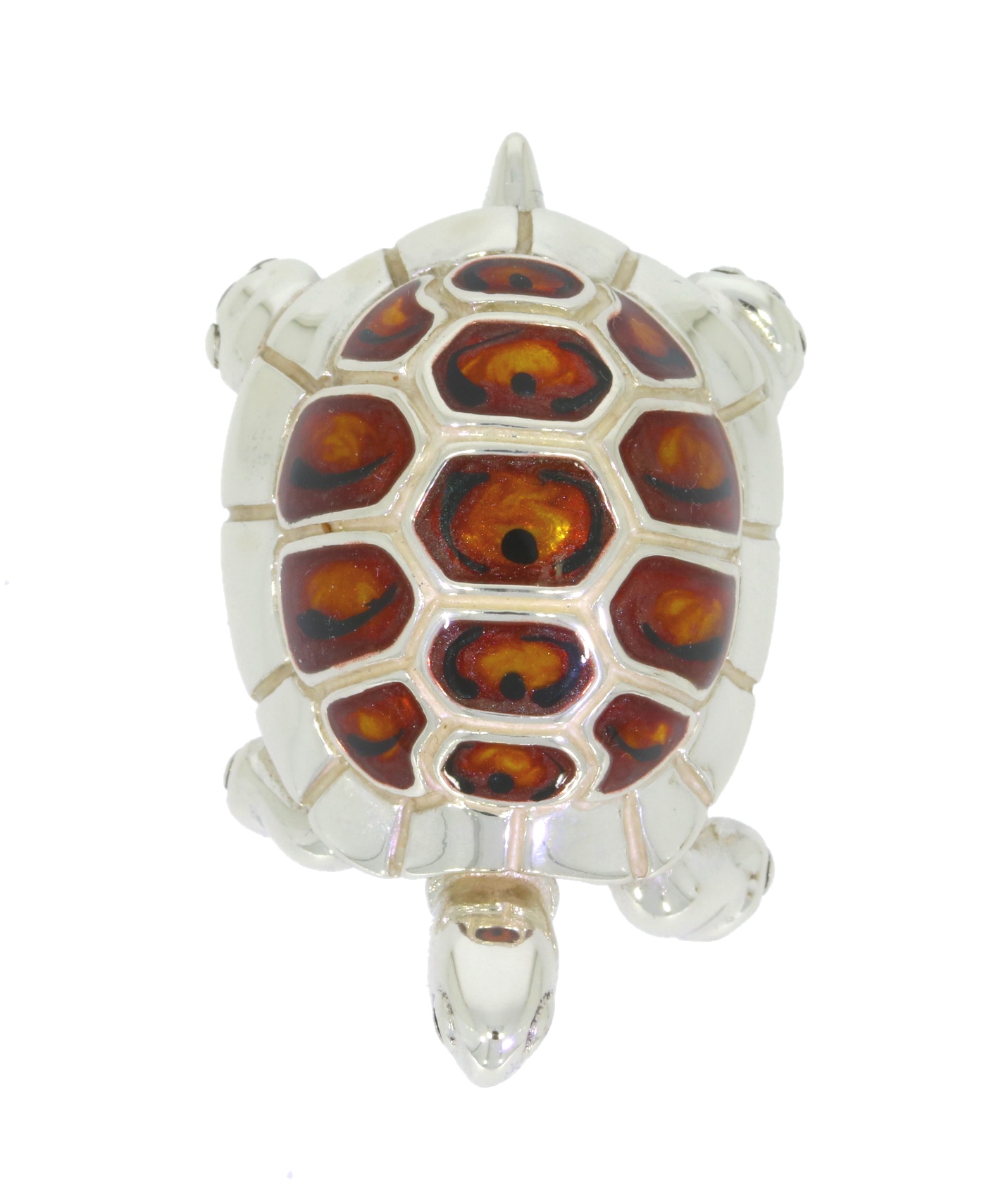 Saturno Sterling Silver & Enamel Large Tortoise/Turtle Wildlife Figurine