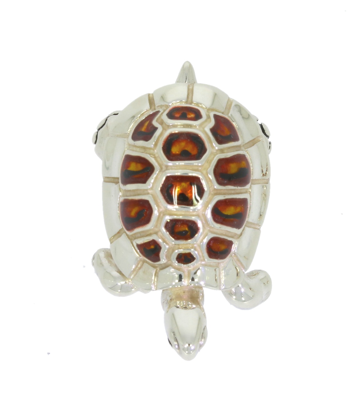 Saturno Sterling Silver & Enamel Medium Tortoise/Turtle Figurine