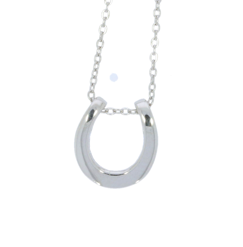 Solid Sterling Silver Horseshoe Pendant & Chain Horse Equestrian Jewellery