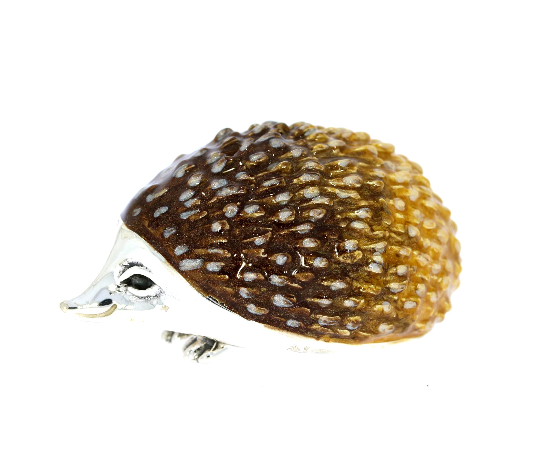 Saturno Sterling Silver & Enamel Medium Hedgehog Figurine