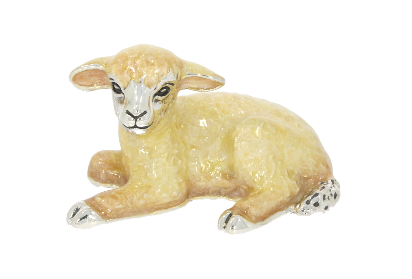 Saturno Sterling Silver & Enamel Small Sheep Lamb Countryside Figurine