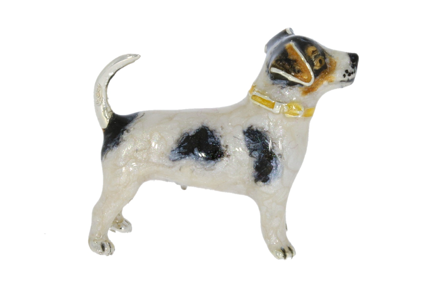 Saturno Sterling Silver & Enamel Jack Russell Small Dog Animal Figurine