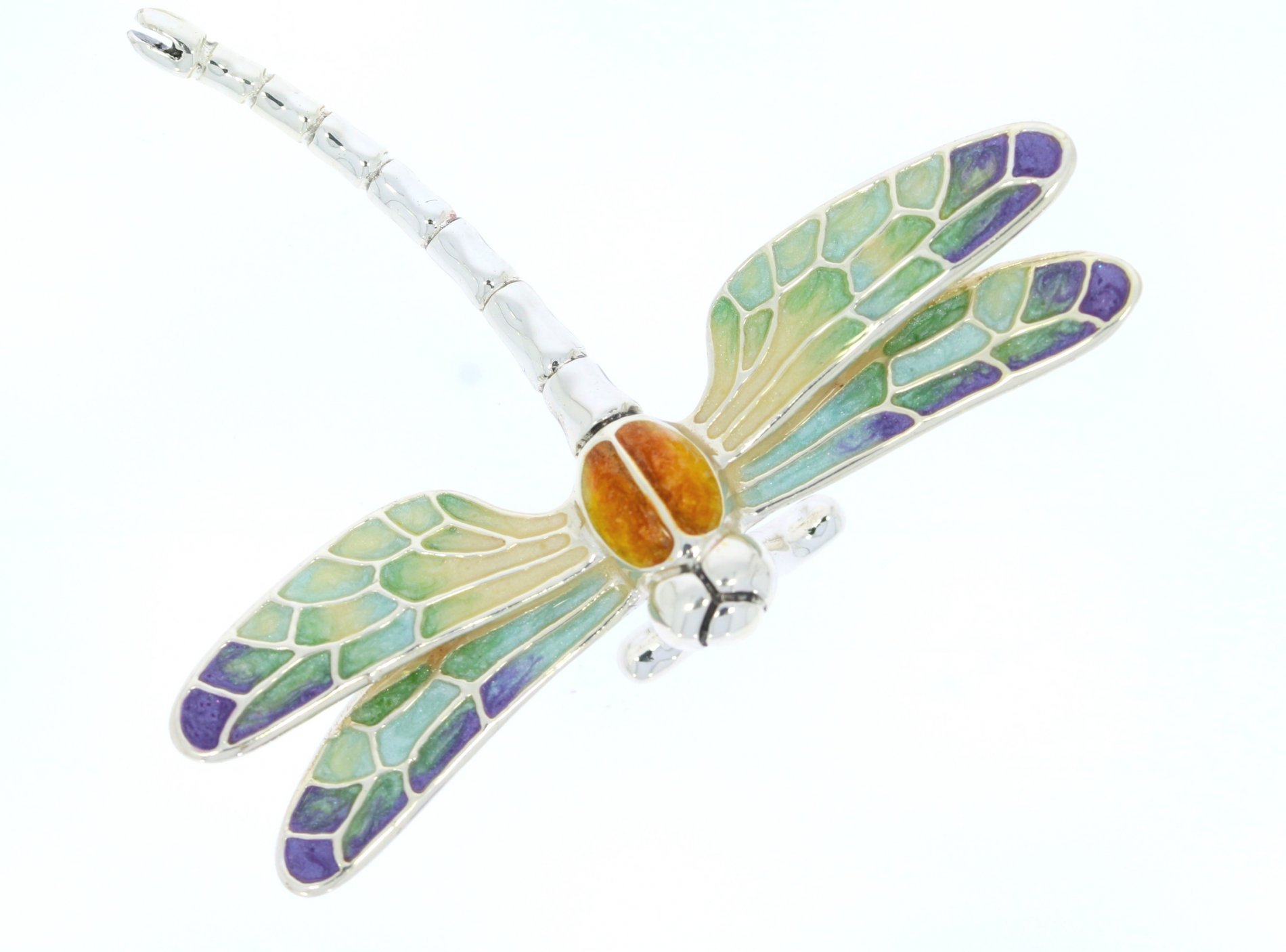 Saturno Sterling Silver & Enamel Large Dragonfly Figurine
