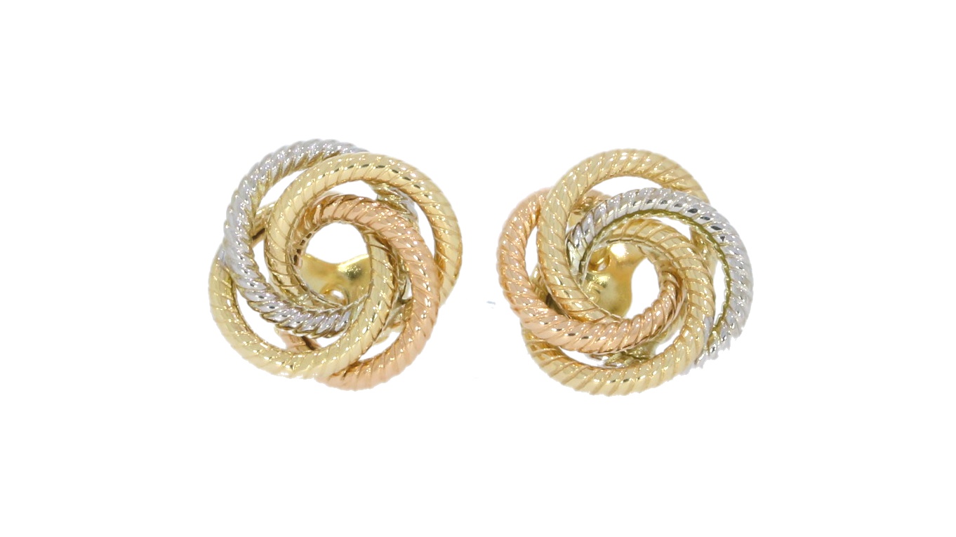 9ct Yellow/Rose/White Gold Openwork Knot Earrings Studs