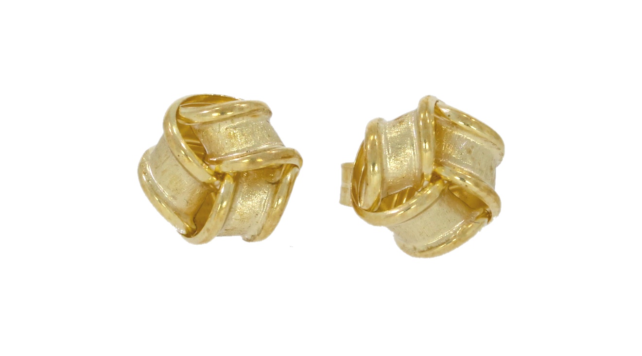 9ct Yellow Gold Ribbon Design Stud Earrings