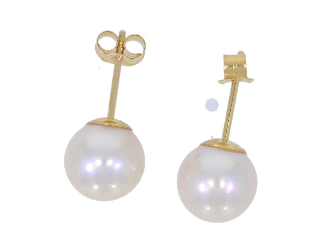 18ct Yellow Gold 8-8.5mm Japanese Akoya Cultured Pearl Studs