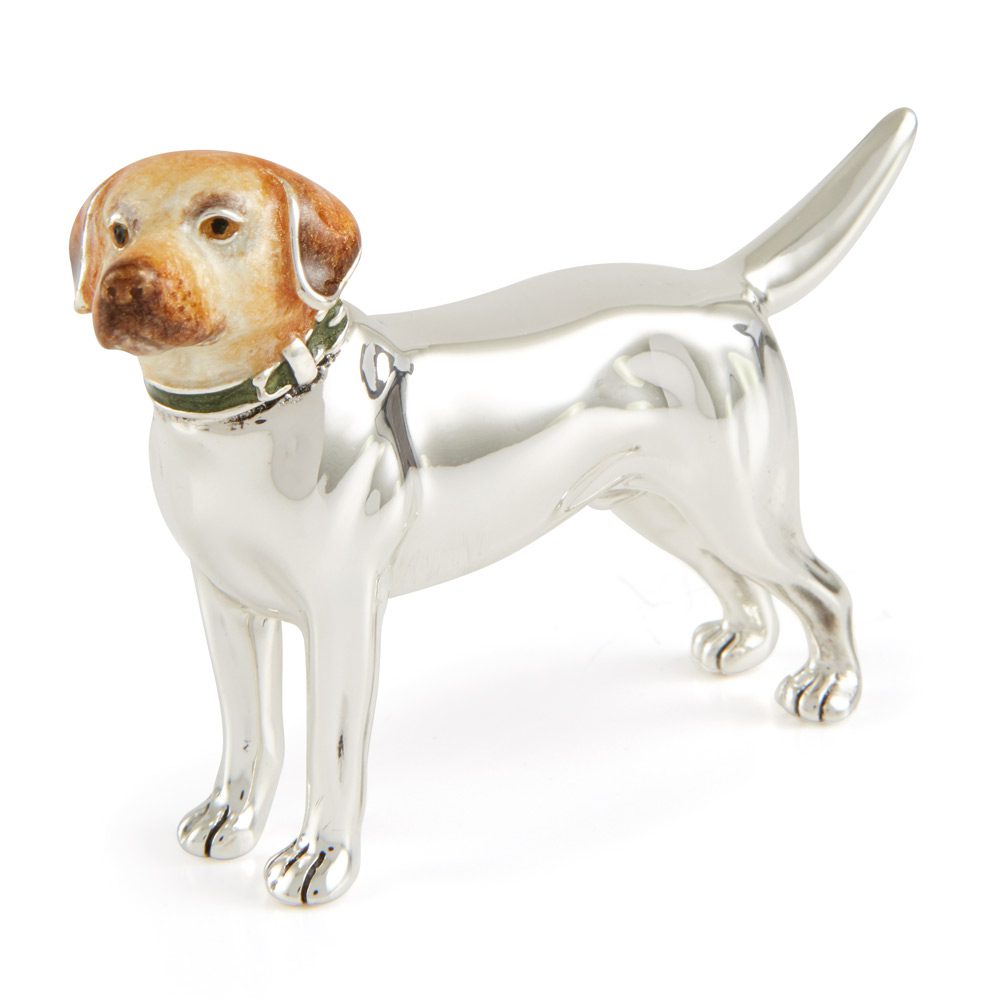 Saturno Sterling Silver & Cream Enamel Labrador Dog