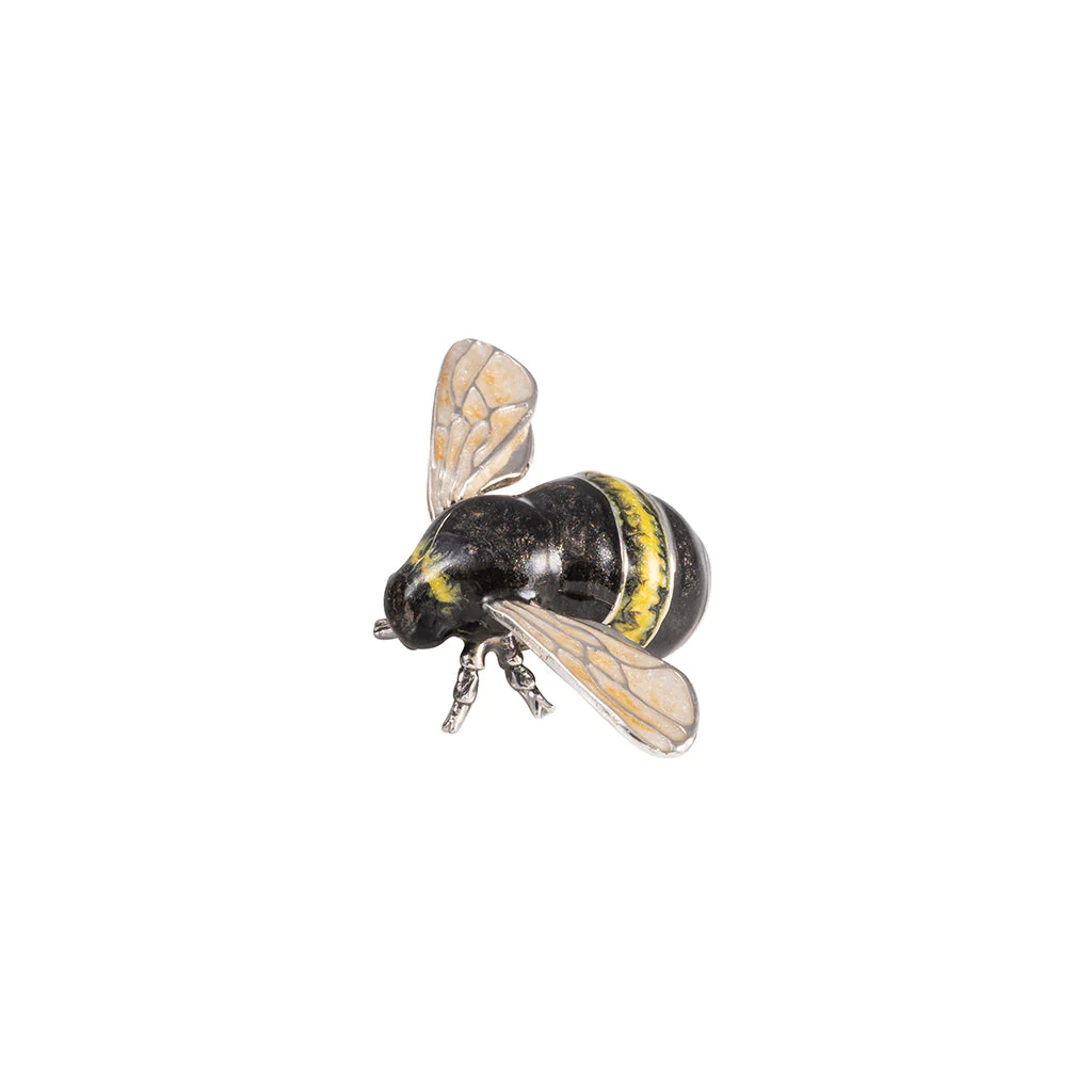 Saturno Sterling Silver & Enamel Small Bumble Bee Figurine