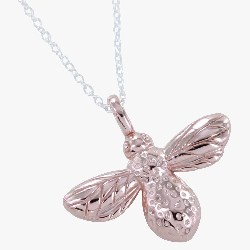Sterling Silver Bee Pendant with 18ct Rose gold vermeil (plated Detail)