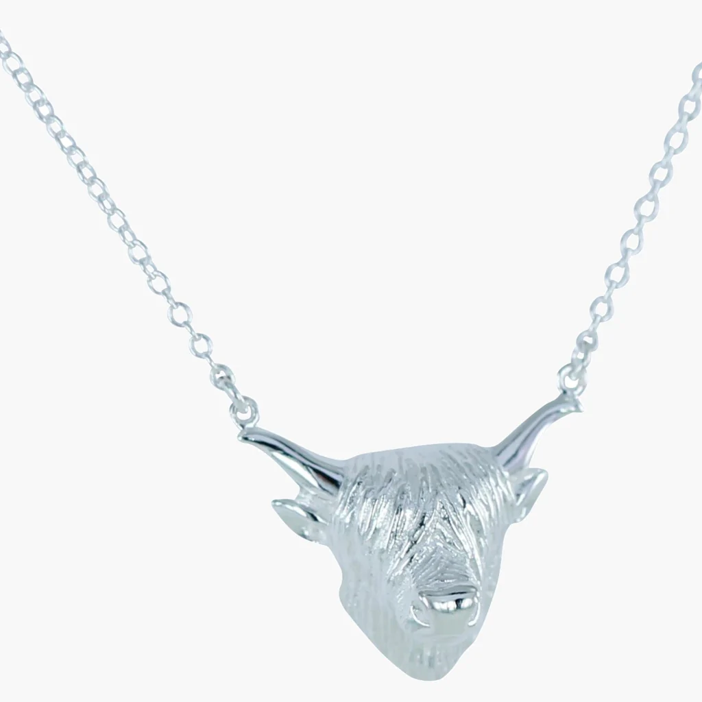 Sterling Silver Highland Cow Necklace Farmyard Coutryside