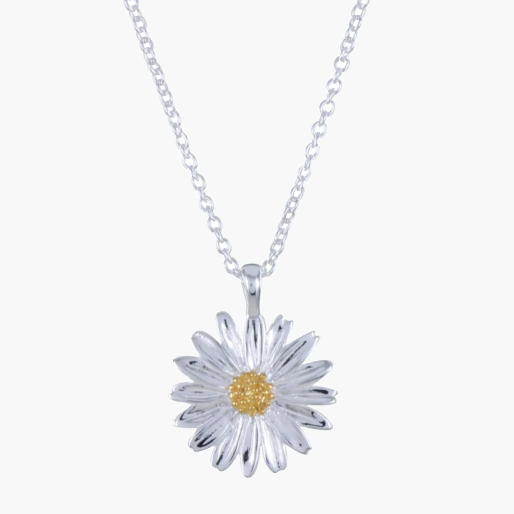 Sterling Silver Daisy Pendant & Chain
