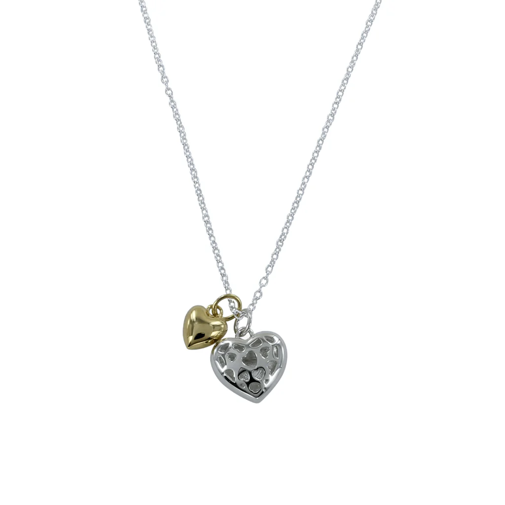 Sterling Silver Double Heart Charm Necklace