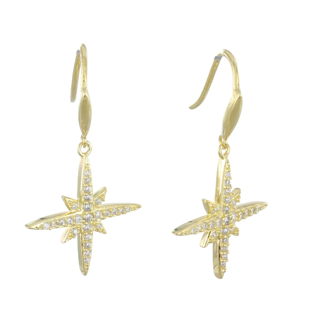 Follow that Star Sterling Silver and Pavé Drop Earrings