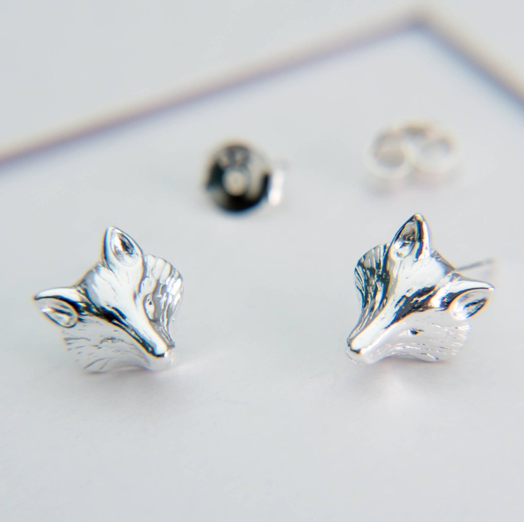 Fox Mask Sterling Silver Stud earrings Countryside
