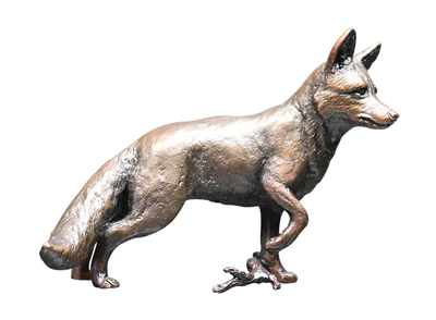 Solid Bronze Fox Standing (1047) Sculpture by Keith Sherwin