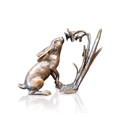 Solid Bronze Hare with Daffodils (1126) by Michael Simpson