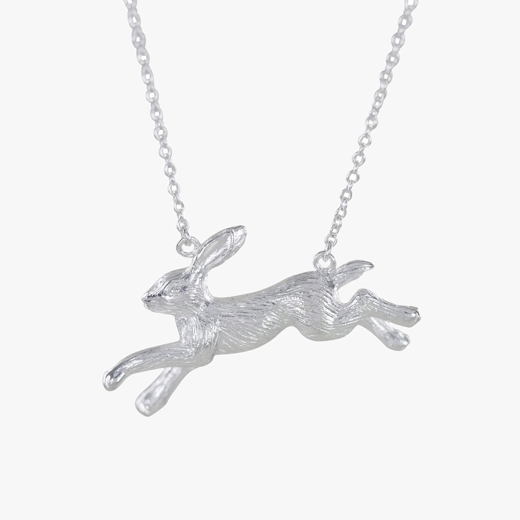 Sterling Silver Running Hare Necklace Countryside