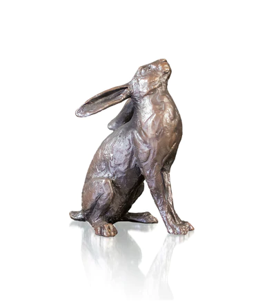 Solid Bronze Medium Hare Moon Gazing (1119) by Michael Simpson
