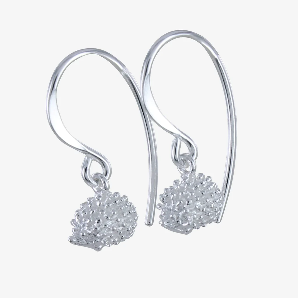 Sterling Silver Hedgehog Drop Earrings