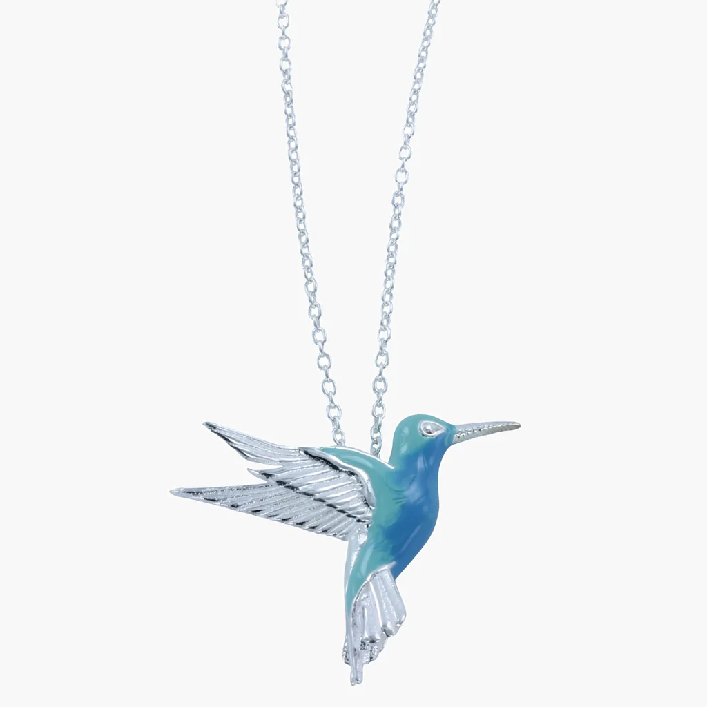 Sterling Silver HummingBird & Enamel Necklace
