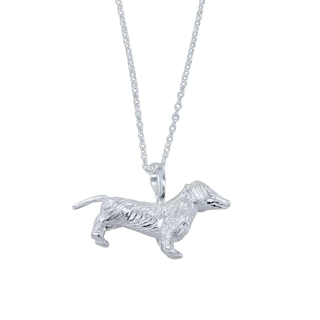 Large Sterling Silver Fergus the Dachshund Dog Pendant
