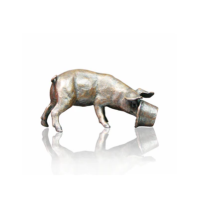 Solid Bronze Animals /Little Pig (1039) Farmyard By Michael Simpson