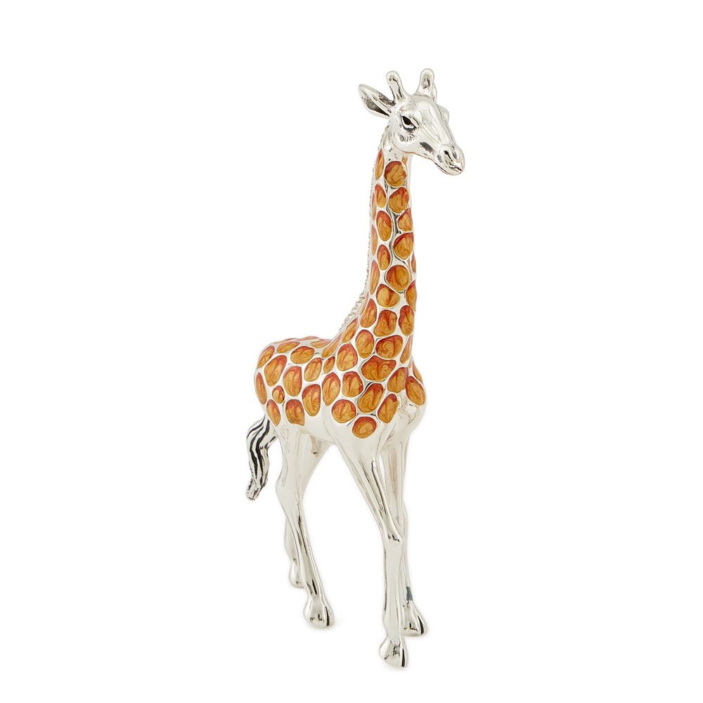 Saturno Sterling Silver & Enamel Medium Giraffe Wildlife Figurine