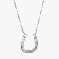 Sterling Silver Pave Horseshoe Equestrian Necklace