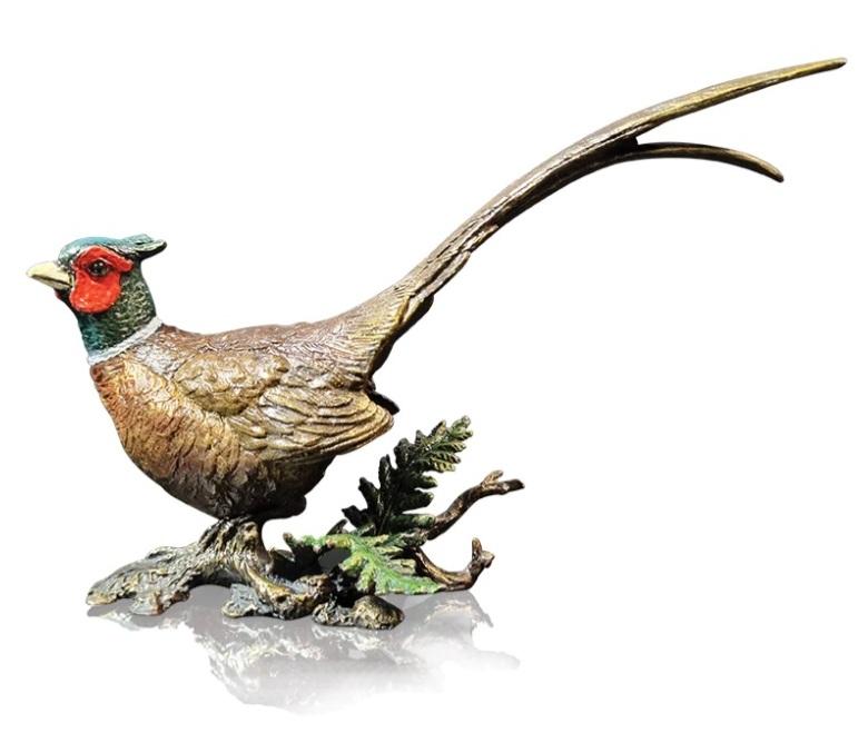 Solid Bronze Hand Painted Pheasant (1164) by Keith Sherwin