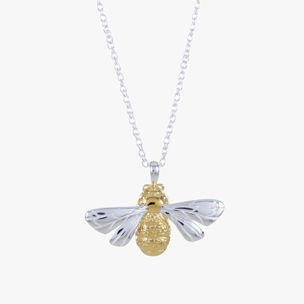 Sterling Silver Queen Bee Pendant with 18ct gold vermeil (plated Detail)