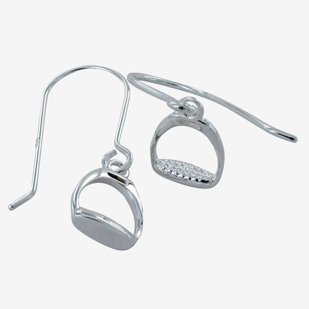 Sterling Silver Detailed Stirrup Equestrian Earrings