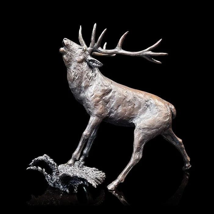 Solid Bronze Stag Deer Roaring (1134) By Michael Simpson