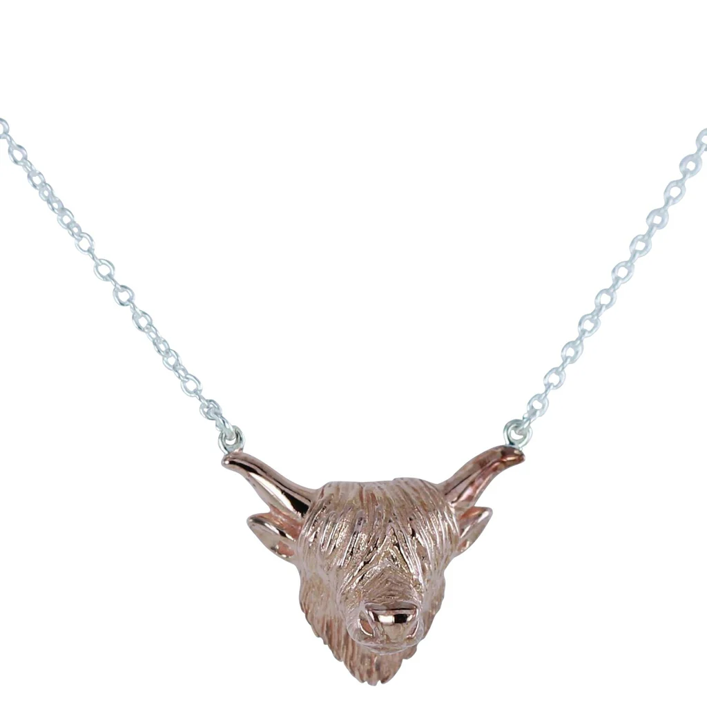 Sterling Silver Highland Cow Necklace