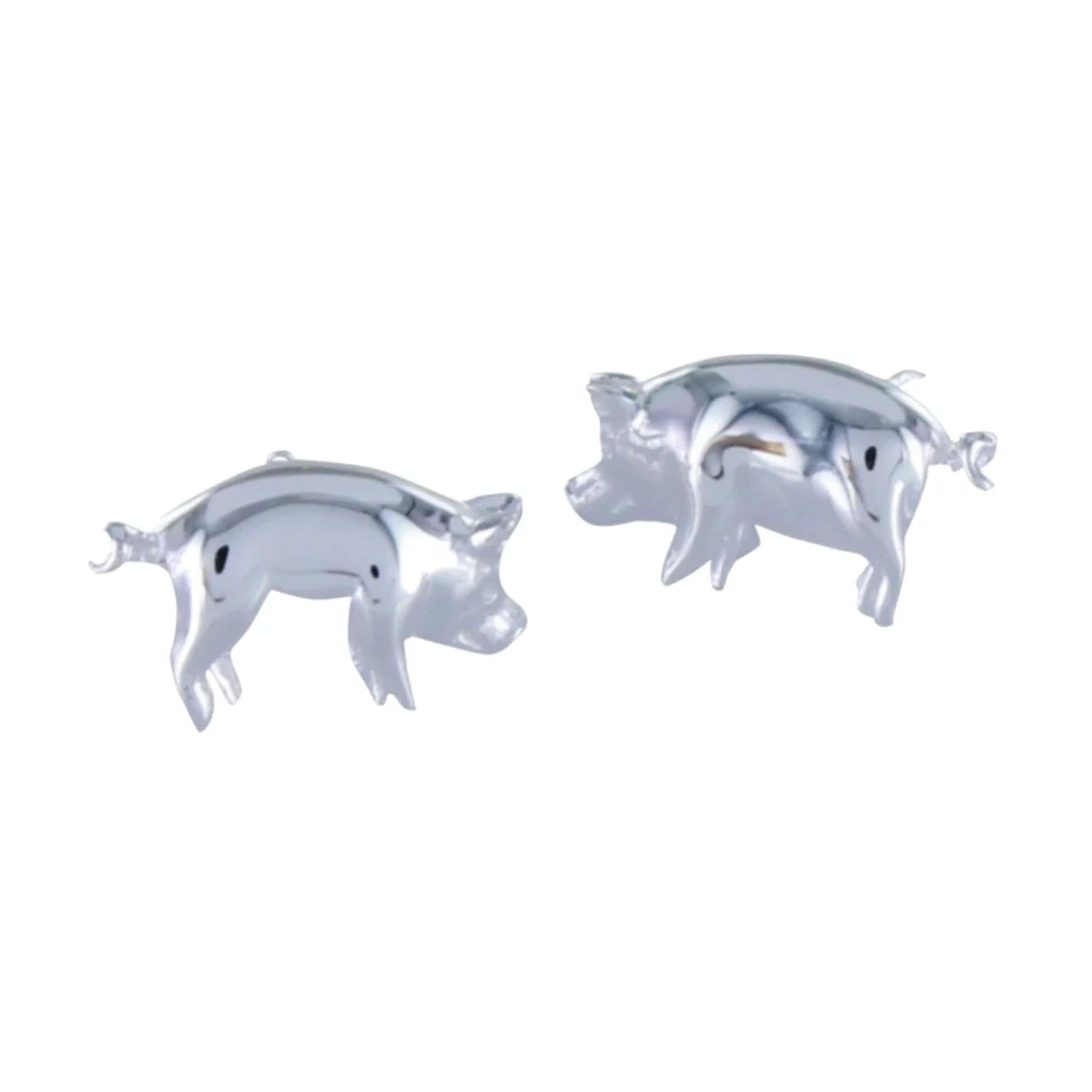 Sterling Silver Pig Stud Earrings