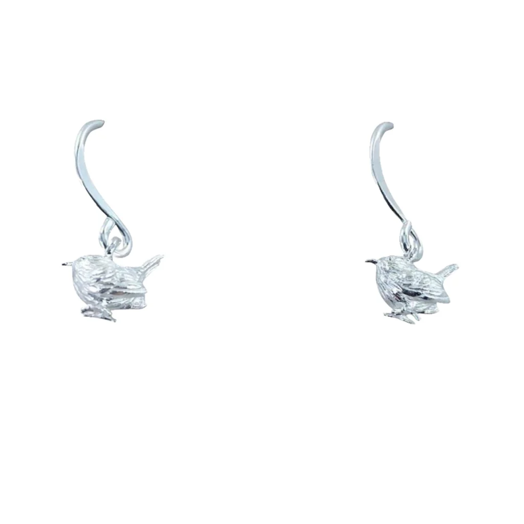 Sterling Silver Wren Drop Earrings