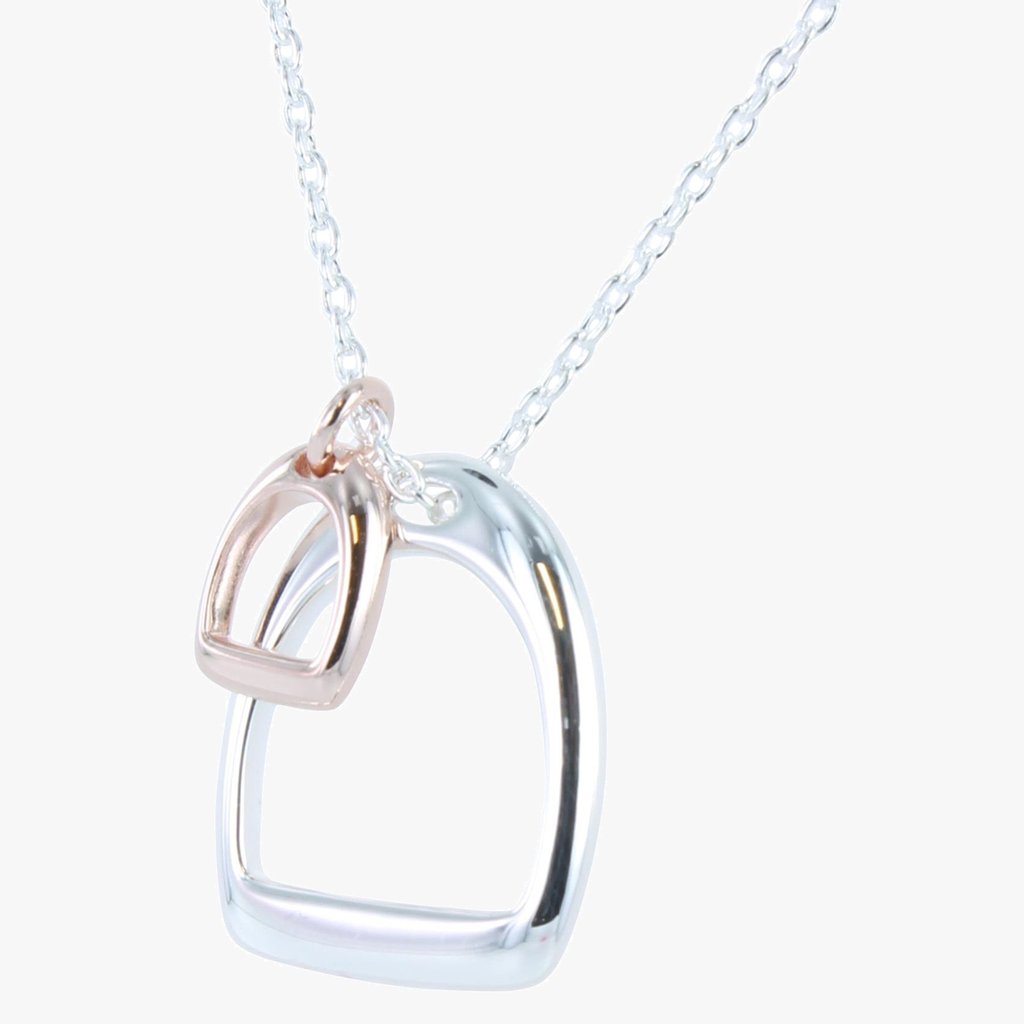 Sterling Silver Double stirrup necklace with 18ct rose gold vermeil (plated)