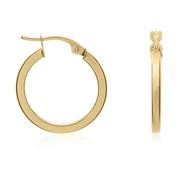 9ct Yellow Gold Square Tube Hoop Earrings