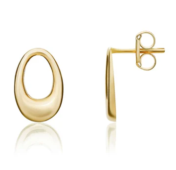 9ct Yellow Gold Open Oval Stud Earrings