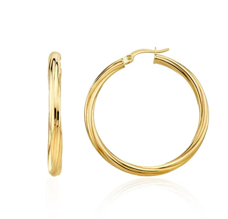 9ct Yellow Gold Twist Hoop Earrings