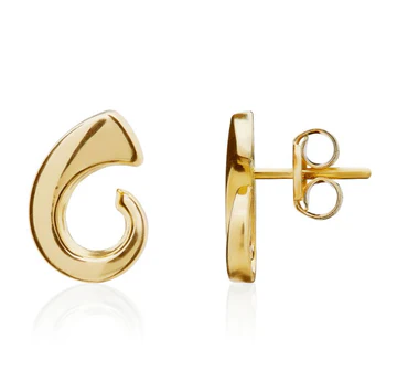 9ct Yellow Gold Curled Nail Design Stud Earrings