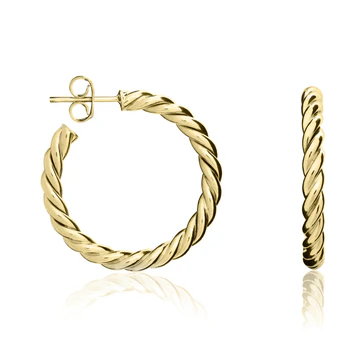 9ct Yellow Gold Twist Stud Hoops