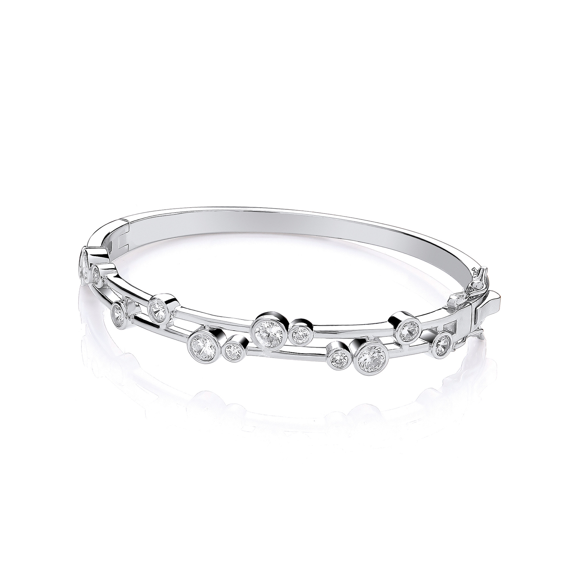 Sterling Silver Multi Stone Bubble Bangle