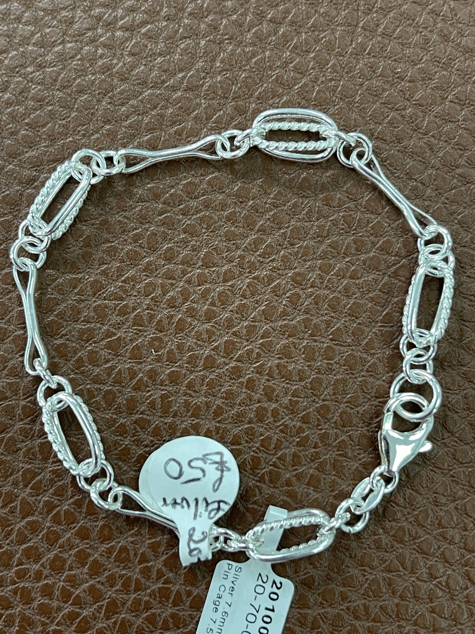 Sterling Silver Pinch Pin Design Bracelet