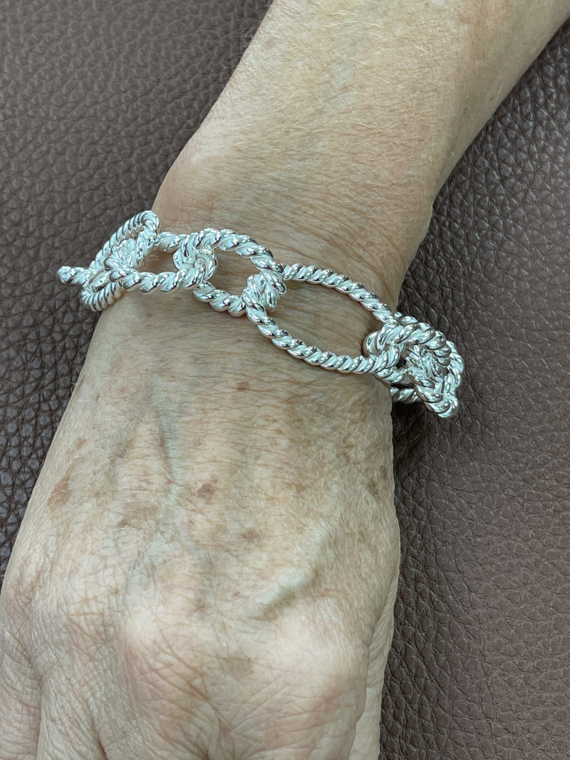 Sterling Silver 18mm Handmade Fancy Twist Bracelet