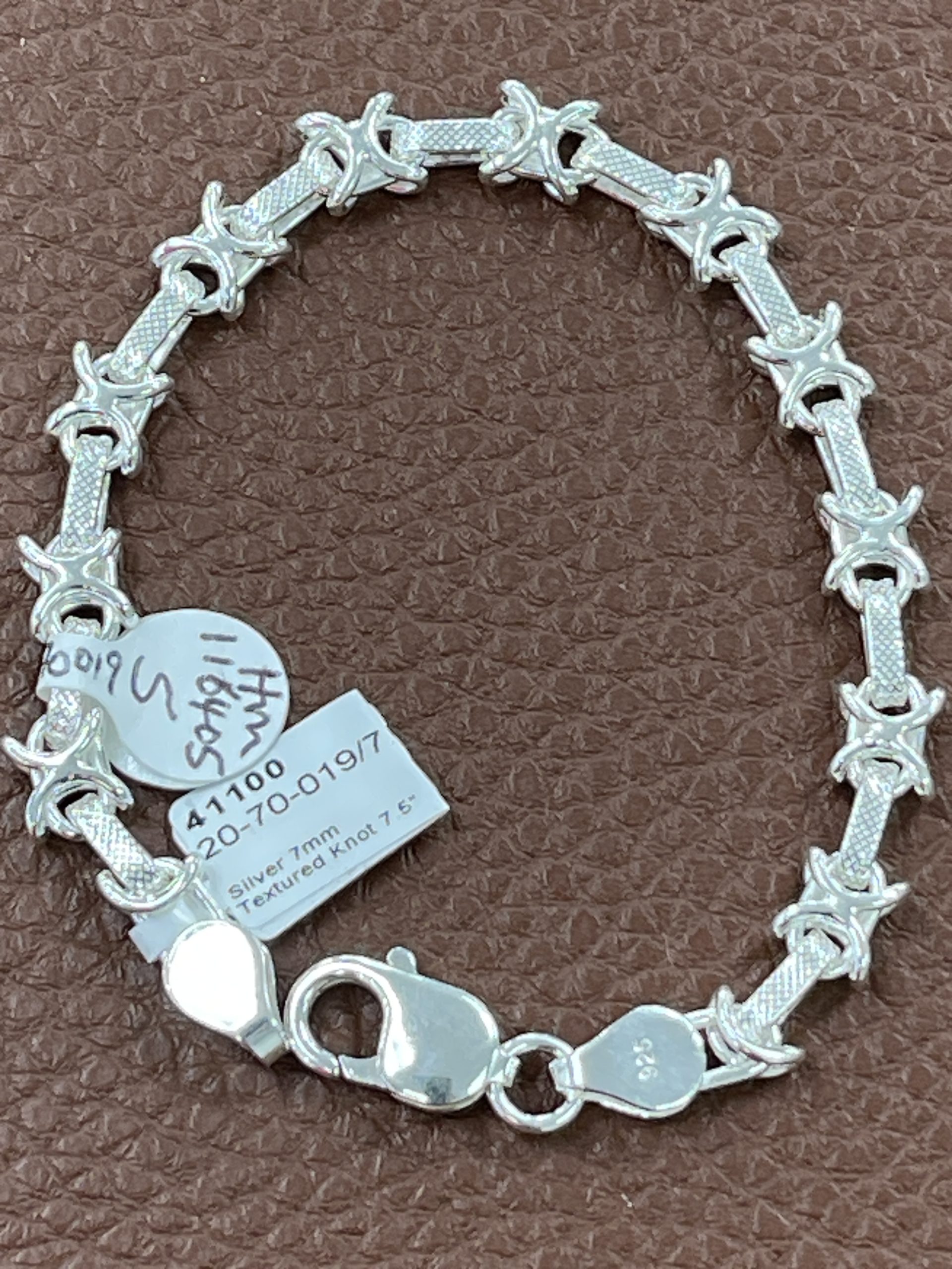 Sterling Silver Kisses Handmade Textured Knot Chain