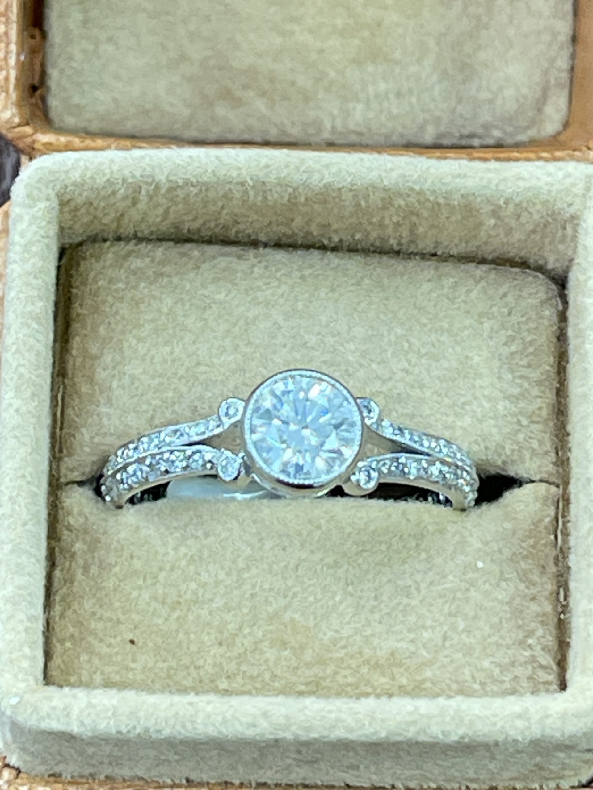 18ct White Gold Rubover Solitaire 90pts Diamond Ring