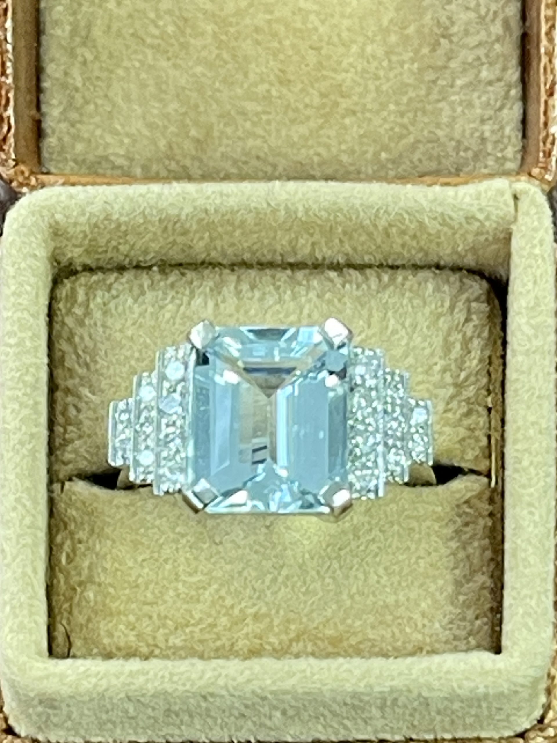 Aquamarine and Diamond Platinum Ring 0.35ct + 4.50ct