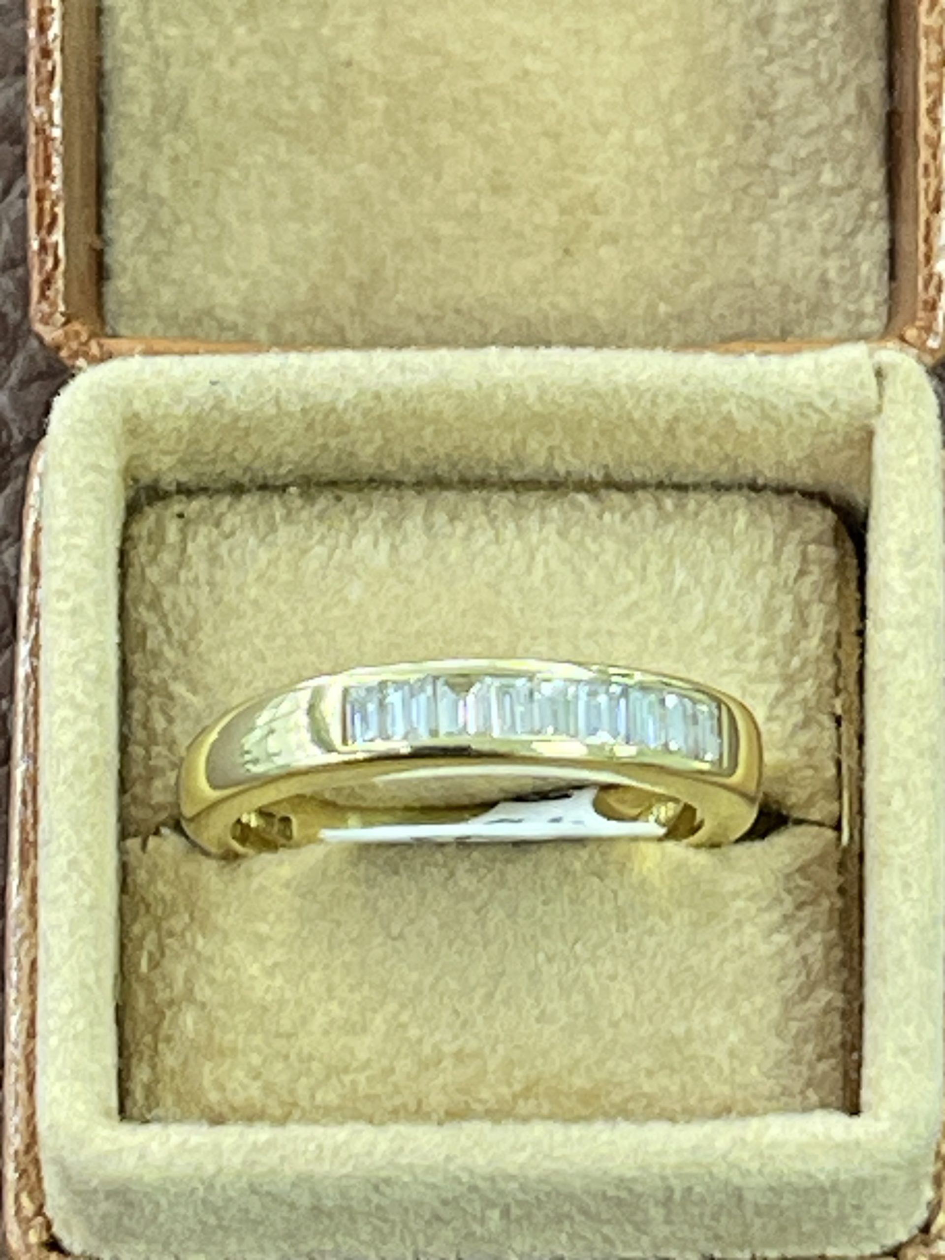 18ct Yellow Gold Baguette Diamond Half Hoop Ring Secondhand