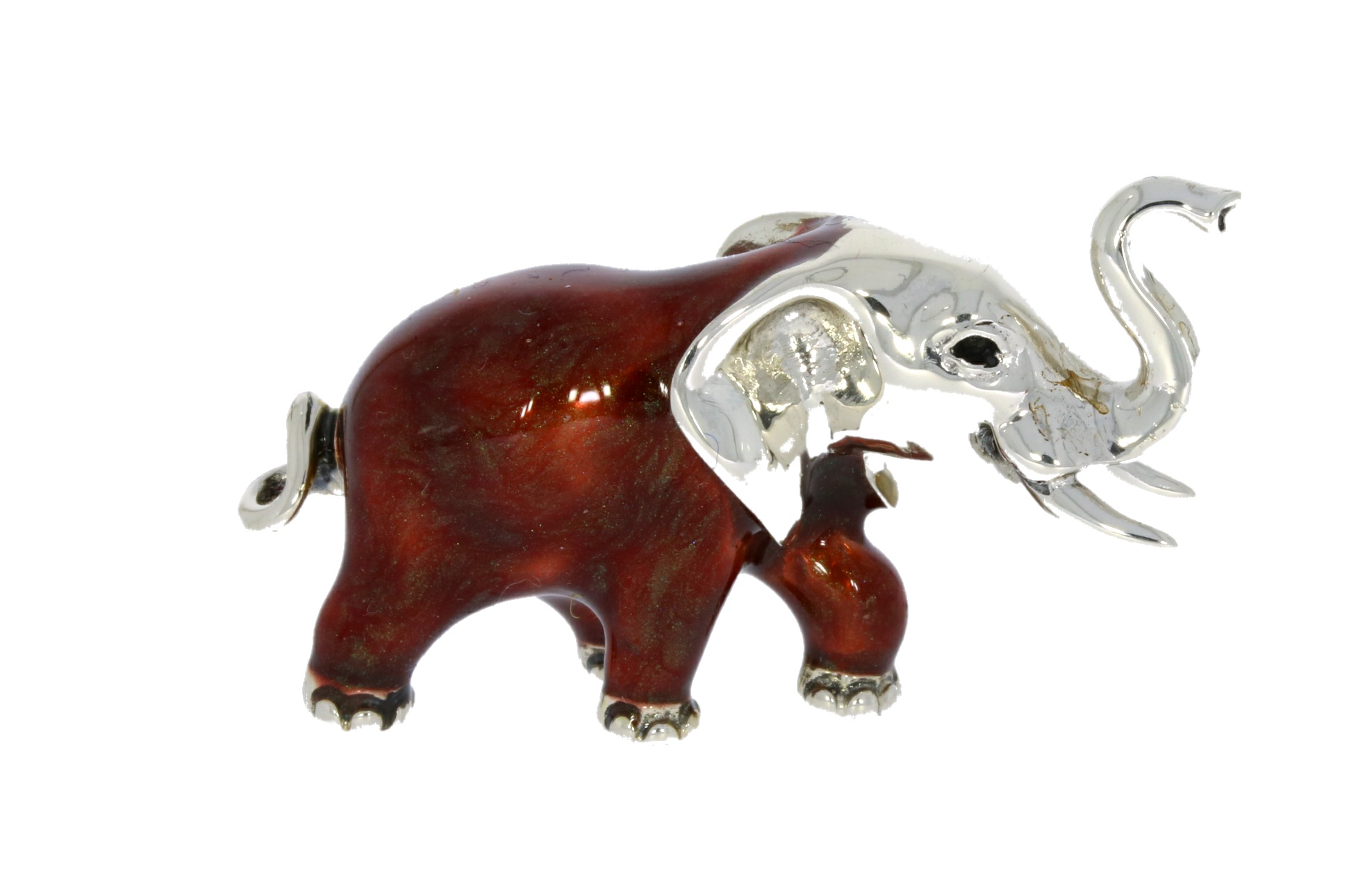Saturno Sterling Silver & Enamel Medium Elephant Sculpture Figurine